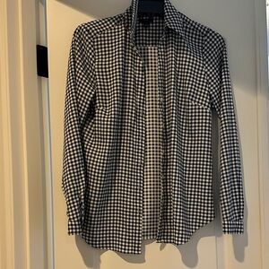 Ann Taylor Monochrome Checkered Shirt with stretch